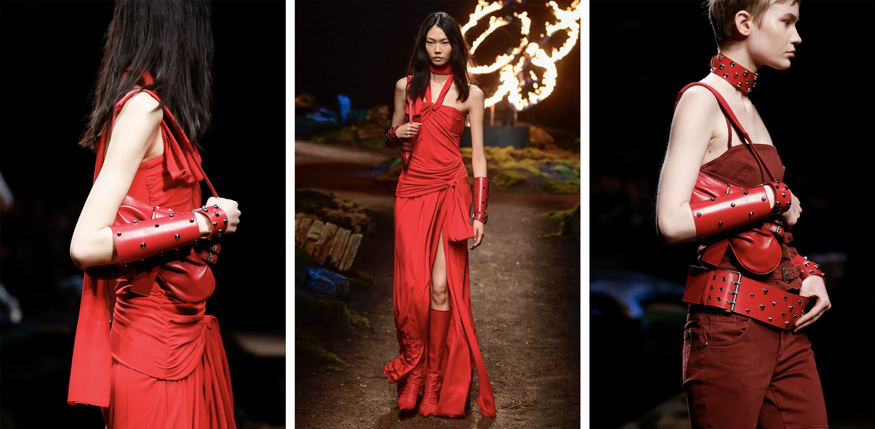 Blumarine's FW23 show, imagined by former creative director Nicola Brognano, paid homage to Joan of Arc, referring to the famous film role of muse Milla Jovovich. Red was therefore a key colour to steer Blumarine towards sensuality, independence, intensity and danger